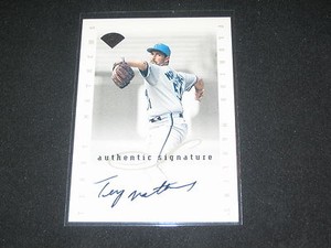 TERRY MATHEWS MARLINS SIGNED AUTOGRAPHED LEAF CERTIFIED AUTHENTIC BASEBALL CARD