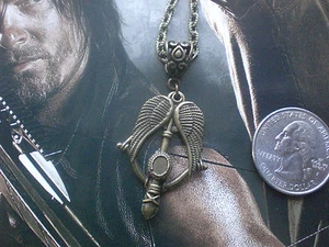 Walking Dead Daryl Biker Crossbow Angel Wings Necklace Bronze - Picture 1 of 4