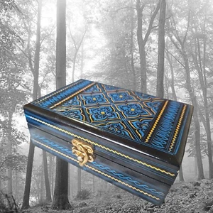 Holz Schmuckkästchen | M | Strohmuster Deko Schmuckschatulle Wood Jewellery Box - Bild 1 von 7