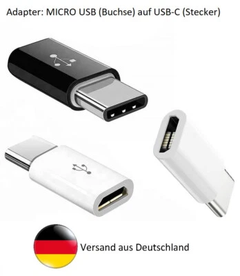 USB Adapter Micro USB Buchse auf USB C Stecker für Ladegeräte und Handyanschluss - Bild 1 von 4