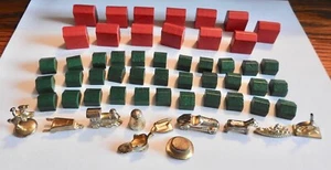 Gold Tokens and Wood Houses & Hotels from a Deluxe Monopoly game - Upgrade! - Picture 1 of 1