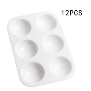 12 Pcs Paint Palettes Rectangular Watercolor Palette Painting White 6 Well Tray - Picture 1 of 10