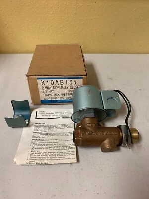 NUEVO, CONTROLES GENERALES K10AB155 VÁLVULA DE CONTROL SOLENOIDE 2 VÍAS, 3/8, 110 PSI MÁX. Foto 1 de 4