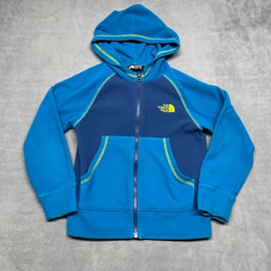 The North Face Hoodie Boy XS Blue Fleece Full Zip Raglan Sleeve Lightweight Cozy - Picture 1 of 9