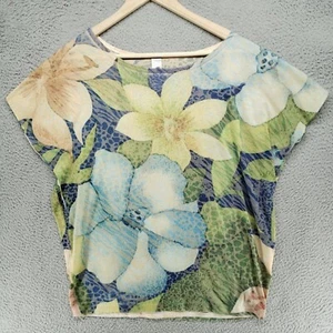Go Couture Womens S Multicolor Floral Short Sleeve Pullover Top - Picture 1 of 10