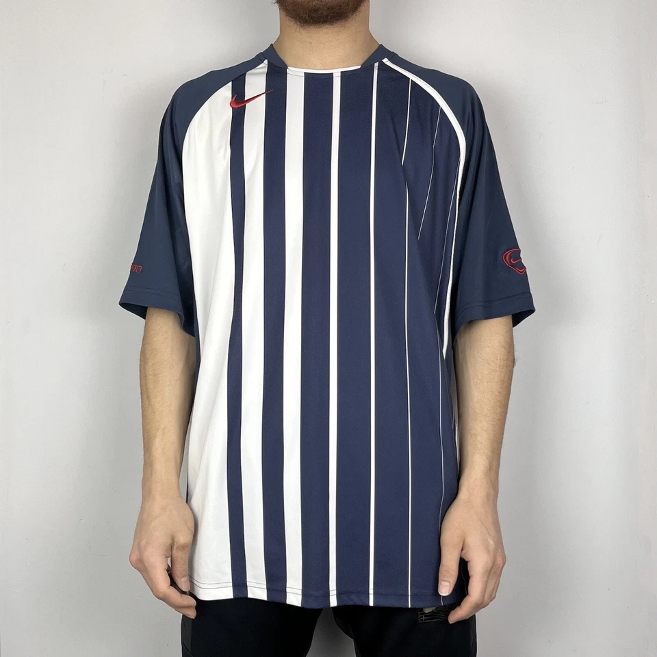 Vintage Nike Total 90 Striped Tee Jersey Men’s XL Logo Embroidered Rare - Image 1 of 4