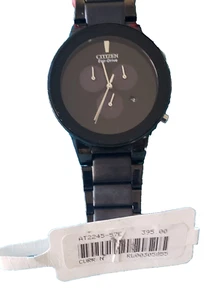 H504-S086914 CITIZEN ECO-DRIVE CHRONOGRAHP BLACK DIAL MEN'S WATCH EC-79 - Picture 1 of 9
