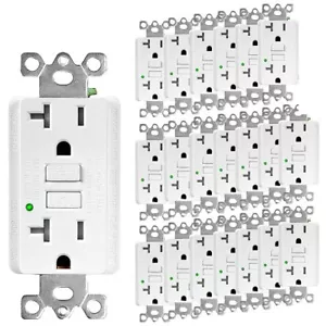 20 AMP GFCI Steckdose manipulationssicher LED-Anzeige mit Wandplatte ETL 20er Pack - Bild 1 von 12