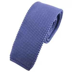 Schmale Strickkrawatte blau fernblau einfarbig uni - Krawatte Polyester Tie - Bild 1 von 1
