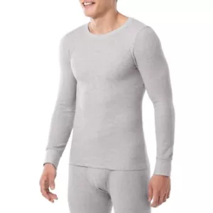 Fruit of The loom Men's Waffle Baselayer Crew Neck Thermal Top Grey Size XL - Picture 1 of 6