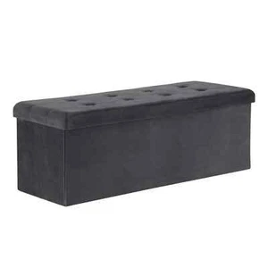 Sitzhocker Stauraum Sitzbank faltbar Truhen Aufbewahrungsbox Samt XXL110cm #73gr - Bild 1 von 7
