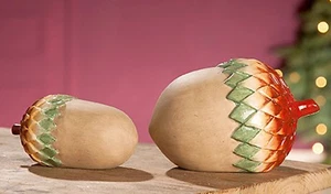 Deko-Eichel 2 Stück Frucht Keramik Breite 15,5cm und 18cm Herbstdekoration Gilde - Bild 1 von 1