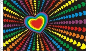 3' x 2' RAINBOW LOVE FLAG Peace Happiness Hearts Gay Pride Rights LGBT Festival - Picture 1 of 1