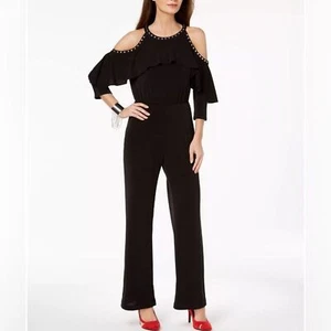 Thalia Sodi black Tarragona jumpsuit Large Night Out Jumper NWT - Picture 1 of 8