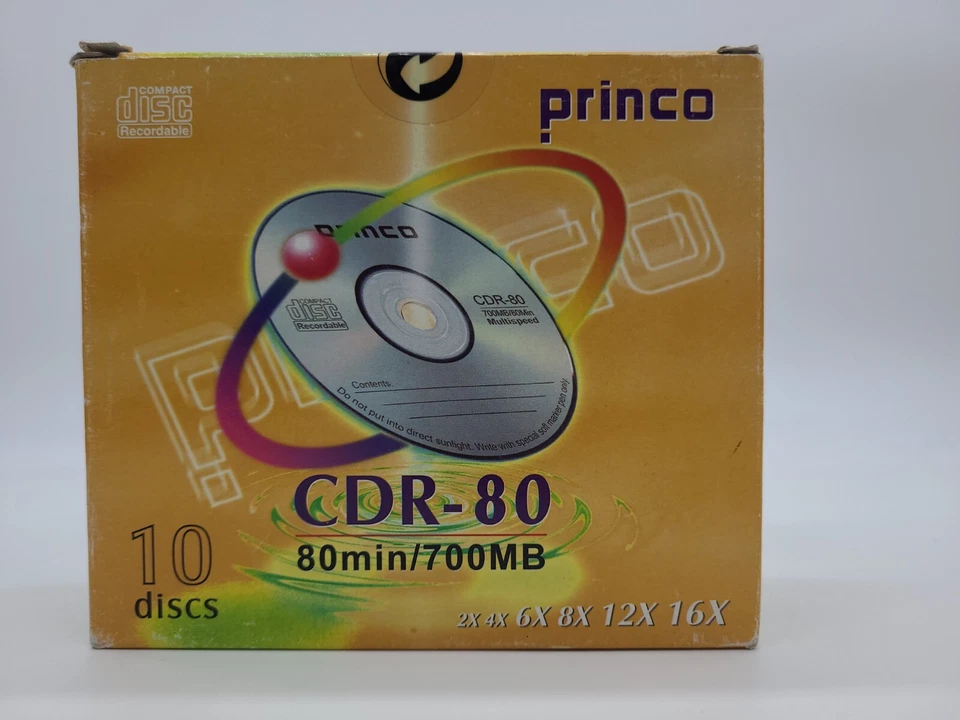 Princo CD-R 80 Minute Recordable CD-R 10 Disc Factory sealed New NOS - Image 1 of 4