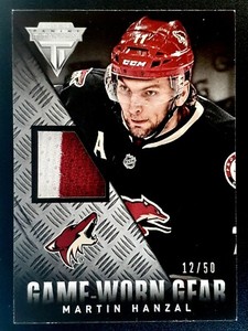 MARTIN HANZAL 2013-14 PANINI TITANIUM GAME WORN GEAR PRIME 13-14 #12/50    49155