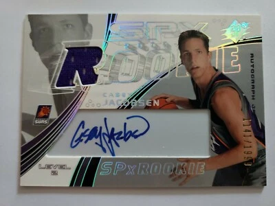 CASEY JACOBSON 2002 SPx ROOKIE ON CARD AUTO/JERSEY #'D 1141/1999. - Image 1 of 4