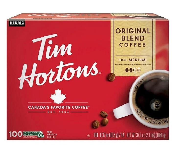 Tim Hortons Original Blend Premium Medium Roast K-Cup Coffee Pods 100 ct