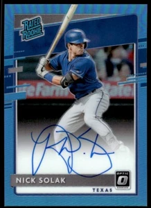 2020 Donruss Optic Rated Rookies Signatures Carolina Blue Nick Solak Rookie Auto - Picture 1 of 2