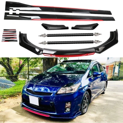 For Toyota Prius Prime Front Bumper Lip Spoiler Splitter Side Skir Glossy Black Foto 1 de 4