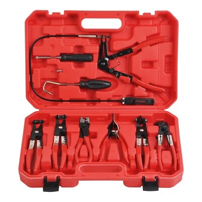 9PC Hose Clamp Clip Plier Set Swivel Jaw Flat Angled Band Automotive Tool Set - image 1 of 4