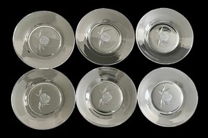 Set of 6 Vintage Fostoria Rose Cut #827 Clear Etched Salad Plates 7 1/2” EUC - Picture 1 of 5