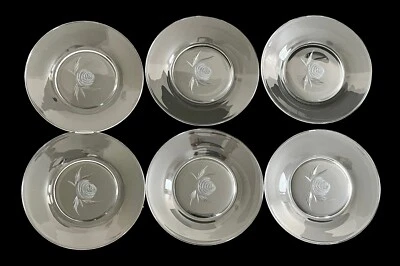 Set of 6 Vintage Fostoria Rose Cut #827 Clear Etched Salad Plates 7 1/2” EUC - Image 1 of 4