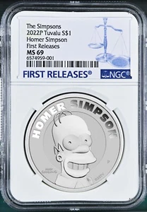 2022 Homer Simpson Simpsons $1 1oz .9999 Silver COIN NGC MS69 FR - Picture 1 of 2