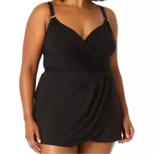 Anne Cole NWT Plus Color Surplus Swim Dress Size 18W Black swimwear swimsuit - Picture 1 of 13