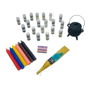Witchcraft Starter Kit Wicca Cast Iron Trival Soul incense Candles Set - Picture 1 of 5