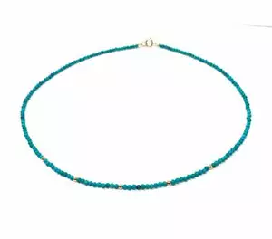 Turquoise Choker Necklace Gold Fill, Sterling Silver, Rose Gold Fill - Picture 1 of 3