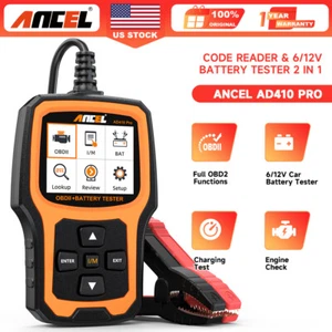 ANCEL AD410 PRO 12V Battery Test OBD2 Scanner Code Reader Check Engine Light - Picture 1 of 12