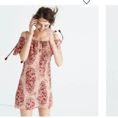 Madewell Silk Cold-Shoulder Dress in Watercolor Paisley Tassel Trimmed Straps Foto 1 de 4