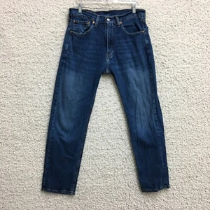 Levis 505 Jeans 34x30 Mens Blue Denim Regular Fit Straight Leg Casual Dark Wash - Picture 1 of 12