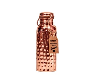 Copper Water Bottle 500ml Handmade India Ayurveda Yoga Health Benefit Joint Free - Picture 1 of 6