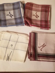 Herren Vintage Taschentücher Taschentuch 4er Set Buchstabe M drauf Anzugtasche - Bild 1 von 5