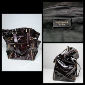 YSL Yves Saint Laurent Rive Gauche Purple Patent Leather Sac Downtown Bag #Z4151 - Picture 1 of 8