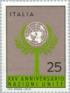 Francobollo - Rep. Italia - United Nations - 25 L - 1970 - Usato - Picture 1 of 1