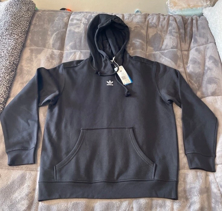 Adidas Women's Adicolor Essential Pocket Fleece Sweatshirts Hoodie Black Size M