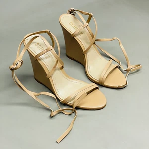 SCHUTZ Deonne Casual Deluxe Nappa Leather Sandal True Beige Sz 9.5 S013810172 (N - Picture 1 of 7