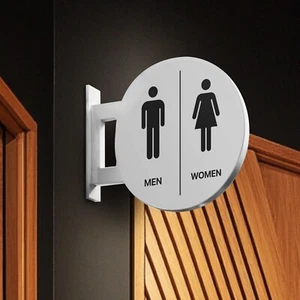 Restrooms & Bathrooms Double-Sided PVC Sign – Indoor/Outdoor for Business Use - Picture 1 of 4