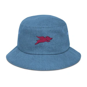 Cappello a secchio denim ricamato maiale volante - Foto 1 di 53