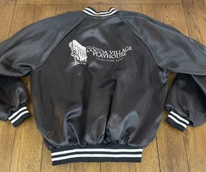 Vintage Black Bomber Jacket Men’s XL Historic Cocoa Village Playhouse Florida - Picture 1 of 14