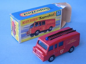 Camión de bomberos Lesney Matchbox Superfast 57 Land Rover ESCALERA NEGRA en caja RARO - Imagen 1 de 2