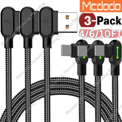 3Pack Mcdodo 90 Degree Braided USB Charging Cable Data Charger For iPhone 14 13 - Image 1 of 4
