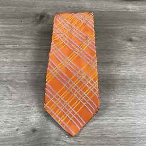Ted Baker Mens Tie Orange W/ Stripes WIDTH: 3.5" LENGTH: 59.5" Silk Made in USA - Picture 1 of 9
