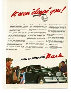 1946 Nash 600 Green Sedan With Bed fishermen art Vintage Print Ad - Picture 1 of 1