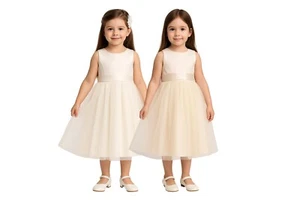 Vestido Niña Florista con Falda de Tul y Lazo - Conjunto Ocasión Especial 2-14 años - Imagen 1 de 9