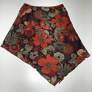 Fashion Bug Skirt Womens Size M Stretch Half Belted Floral Asymmetrical Hem USA