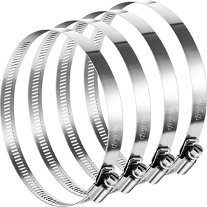 4 Pieces Adjustable 304 Stainless Steel Duct Clamps Hose Clamp (8 Inch) - Picture 1 of 12